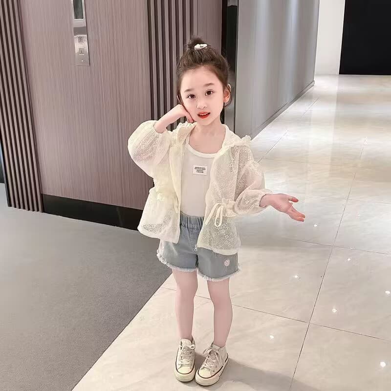 Girls' sun protection clothing summer 2025 new baby girl children's summer clothing thin breathable little girl outdoor clothing jacket