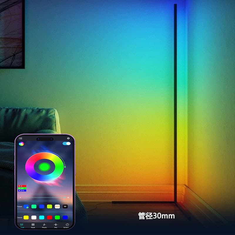 Smart LED Corner Light Bluetooth Tuya WiFi Colorful RGB Modular Ultra-Light Floor Lamp Trending for Cross-Border Sales