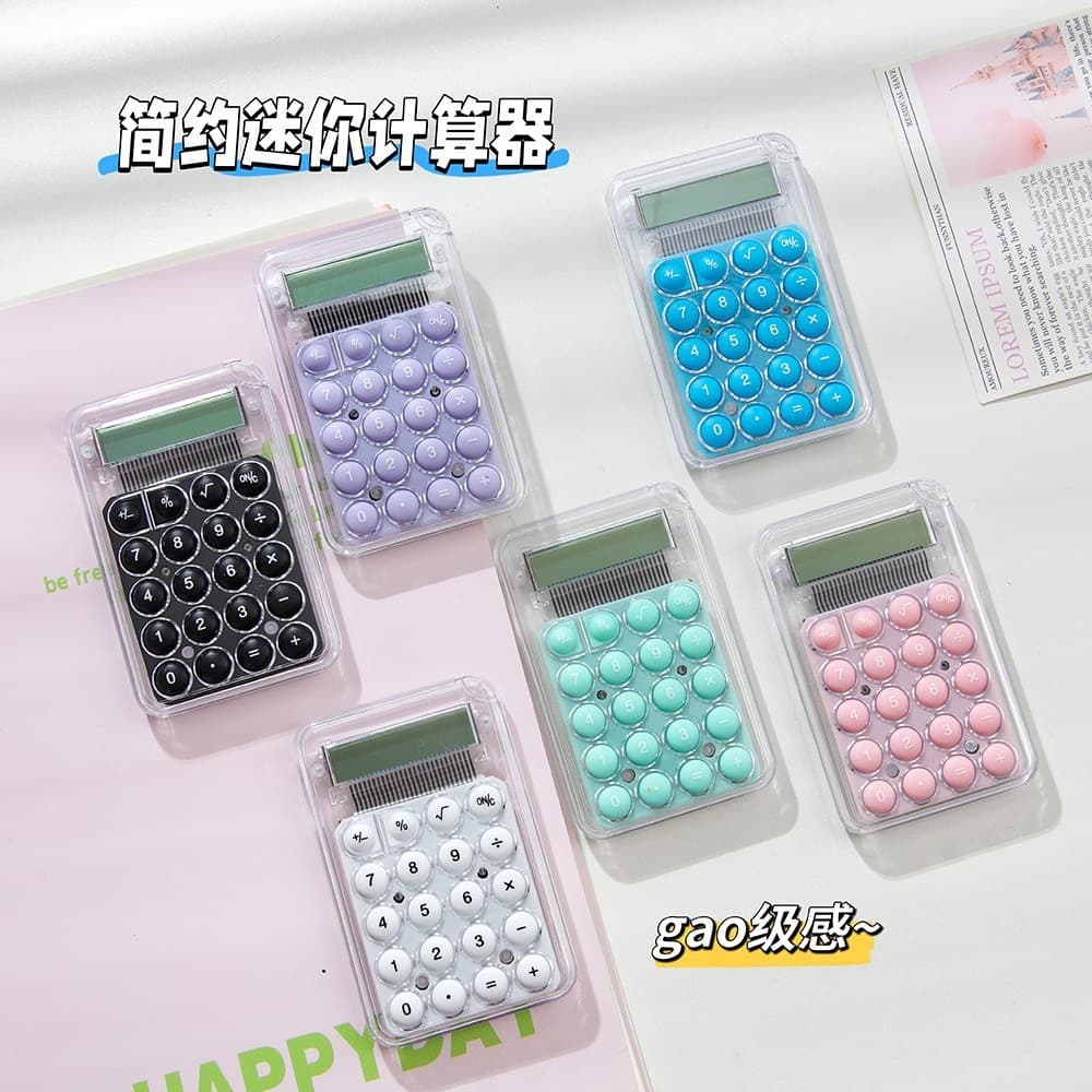 Cross-border High-Aesthetic Mini Transparent Cute Calculator, Pocket-Sized Portable Candy Color Student Gift