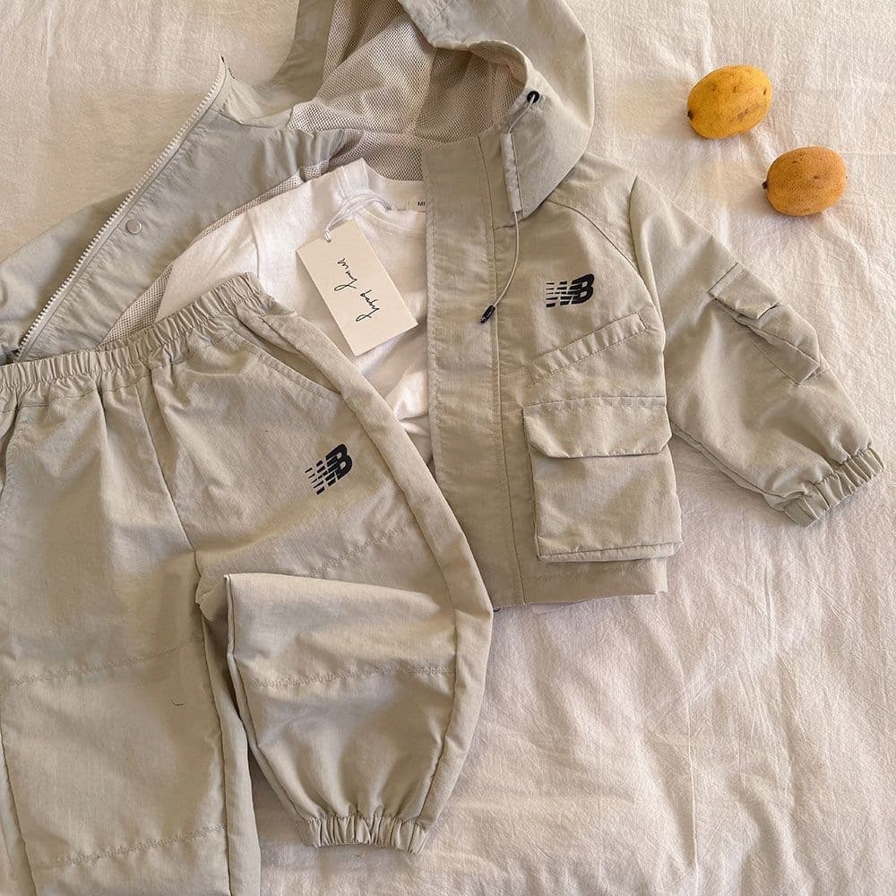 Kids Hooded Windbreaker Set Boys Spring Autumn Toddler Cargo Jacket Letter Print Baby Two-Piece Outfit Girls Stylish