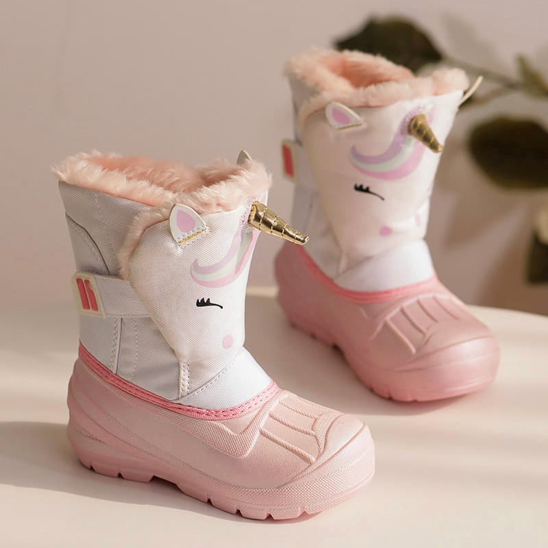 Cross-Border American Version Trade Warm Boys and Girls Toddler Shoes Thick Fleece Waterproof Anti-Slip Rain and Snow Winter Snow Boots Cotton Shoes