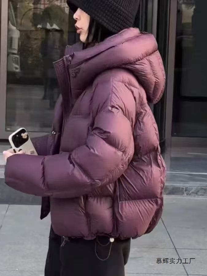 Trendy Premium Puff Quilted Short Down Cotton Coat for Petite Women Casual Bread Jacket Outerwear
