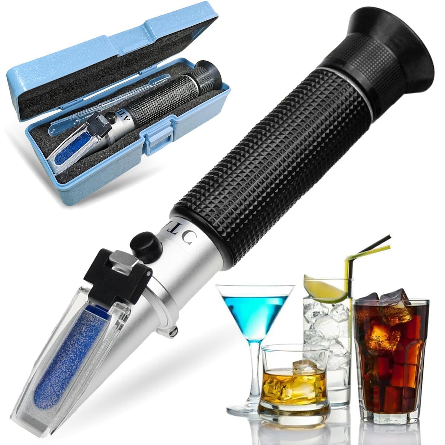 Refractometer for Alcohol Measurement in Baijiu, Dual Scale with Automatic Temperature Compensation, 0-80% Specific Gravity Hydrometer with ATC