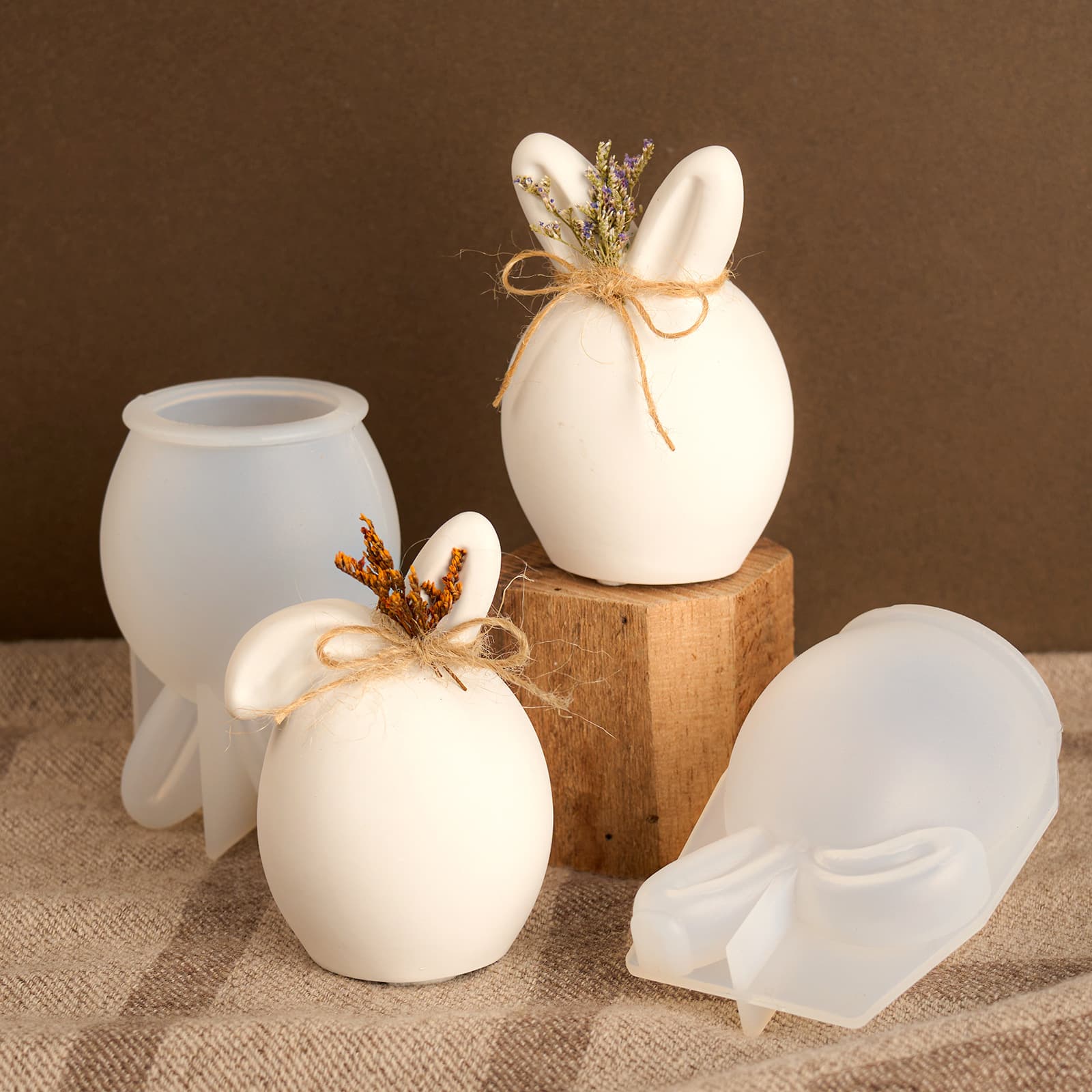 Easter bunny ornament silicone mold DIY rabbit egg folded ear rabbit scented candle plaster mold