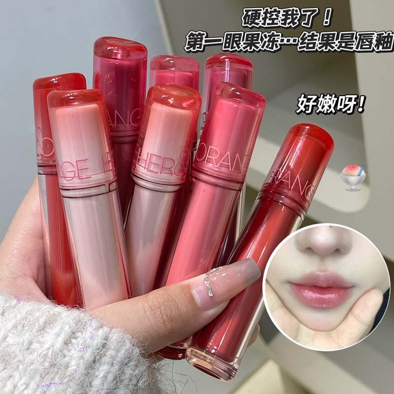 HERORANGE~ Glossy Hydrating Lip Glaze Spring Atmosphere Watery Plump Natural Look Fair Skin Cross-border Lip Gloss