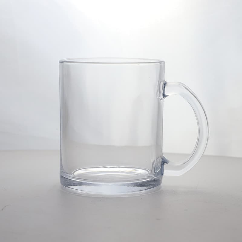 11oz Glass Cup Printed Coating Mug Frosted Blank Transparent Cup Home Use Mug Handle Glass Cup