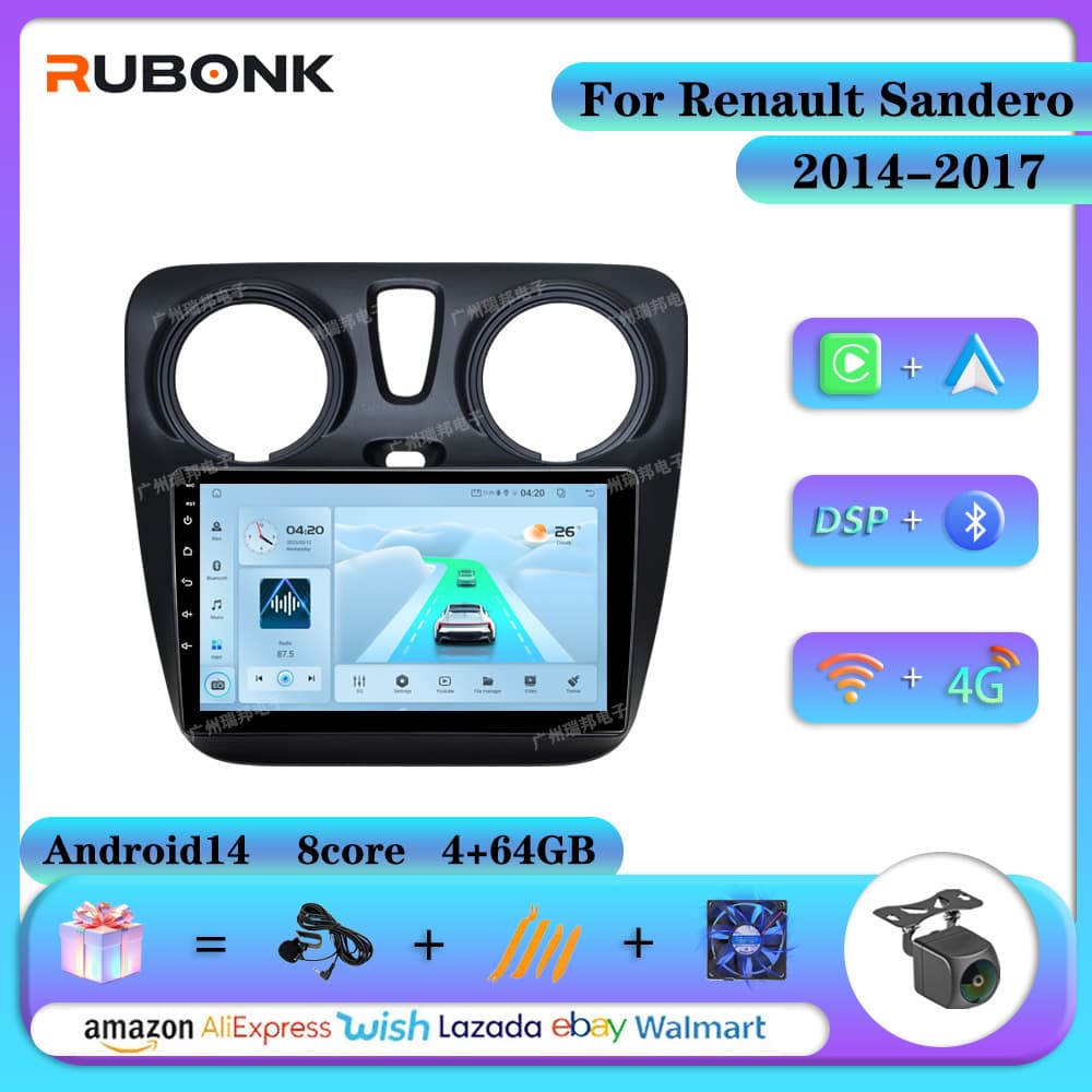 Suitable for 14-17 Renault Sandero dedicated Android large-screen navigation GPS player wireless Carplay
