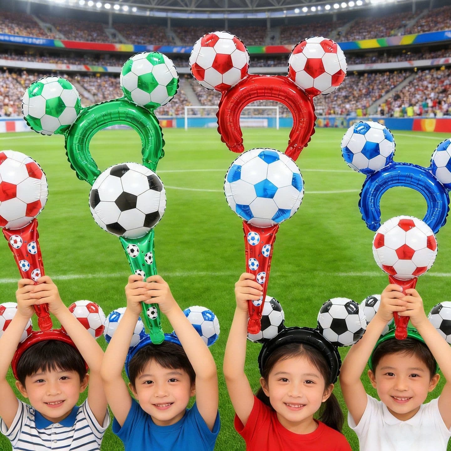 2026 World Cup Soccer Round Aluminum Foil Balloon Atmosphere Handheld Foil Balloon Game Cheering Stick Prop