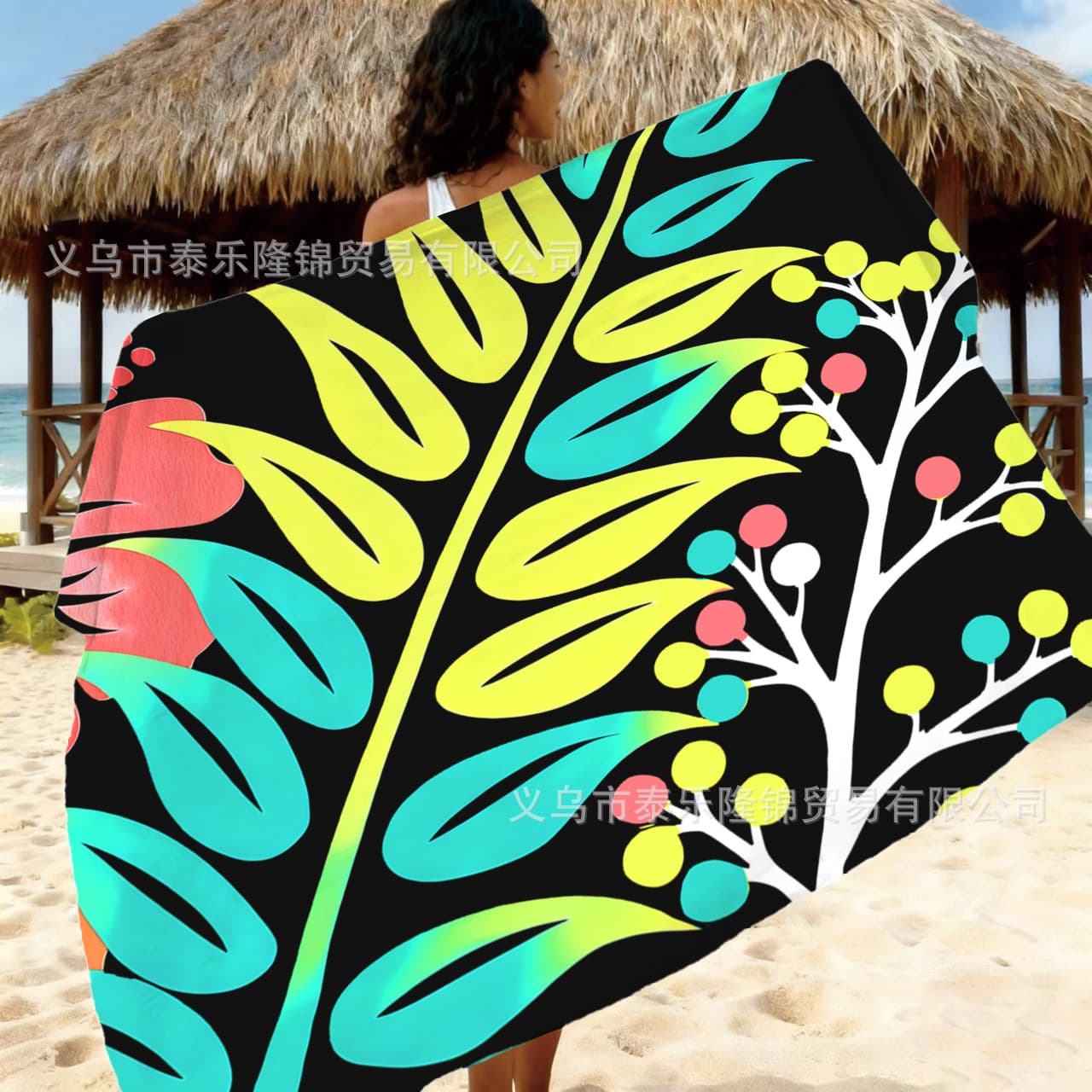 Tonga Fiji Sulu Pareo Polynesian Hand-painted Floral Pattern Rayon Beach Wrap Skirt