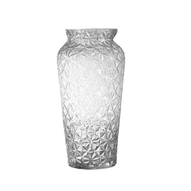 Simple Plaid Stained Glass Vase Living Room Decorative Desktop Flower Arrangement for Fresh or Dried Flowers