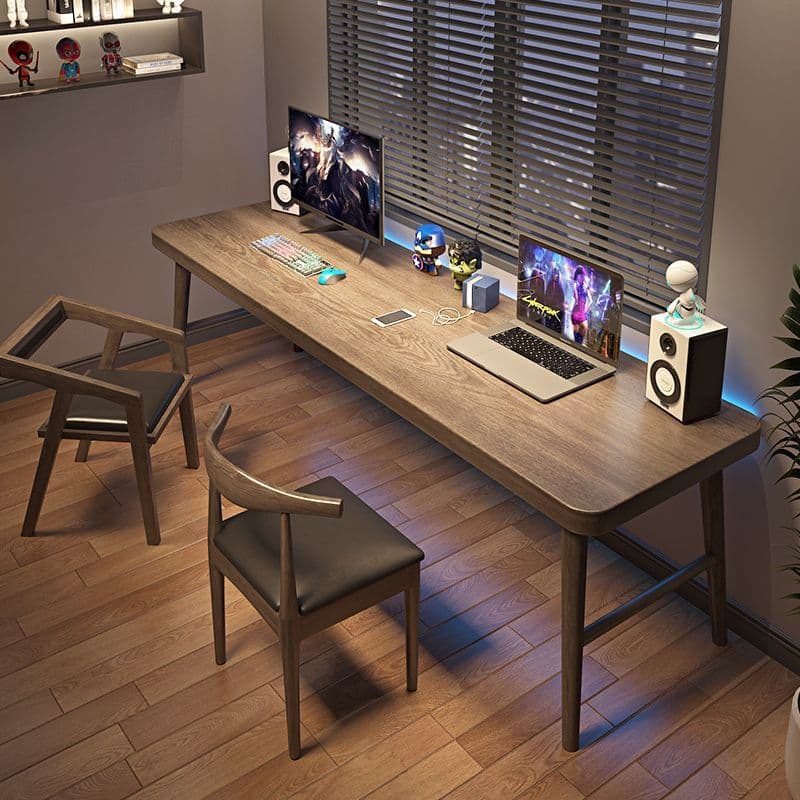Solid wood double computer desk, office table, home luxury study/work desk, long writing desk