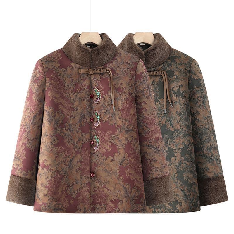 Women's winter cotton-padded coat for elderly women, including grandmothers, short and thick fleece-lined cotton-padded jackets for petite mothers.