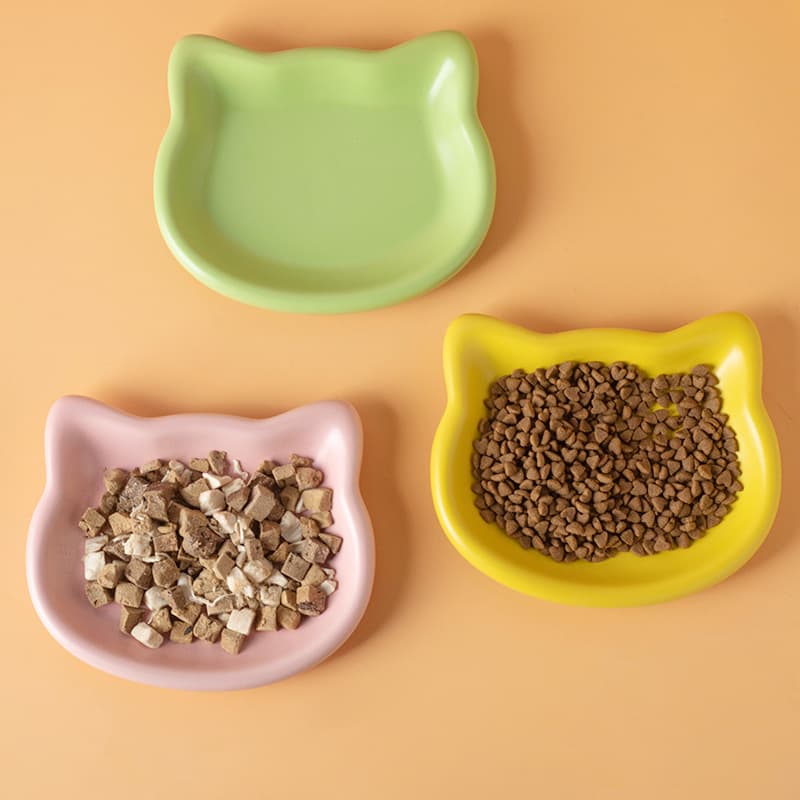 Home Cat Bowl Plastic Bowl Kitten Food Bowl Canned Snack Freeze-Dried Plate Low Cat Dish Pet Bowl
