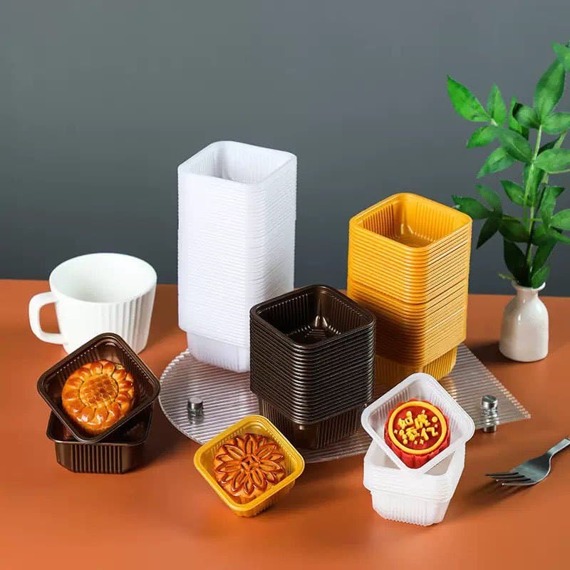 Thickened PP Mooncake Tray Coffee Color Egg Yolk Pastry Box Mid-Autumn Mooncake Inner Tray Food Tray Mooncake Box