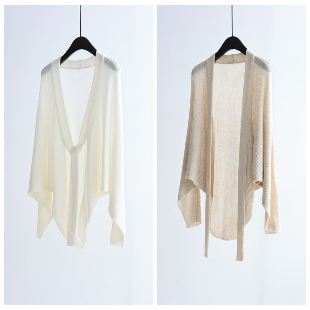 Artistic Batwing Sleeve Tencel Linen Knit Cardigan with Tie, Lazy Long Sleeve Open Front, Summer Sun Protection Vacation Shawl, Lightweight