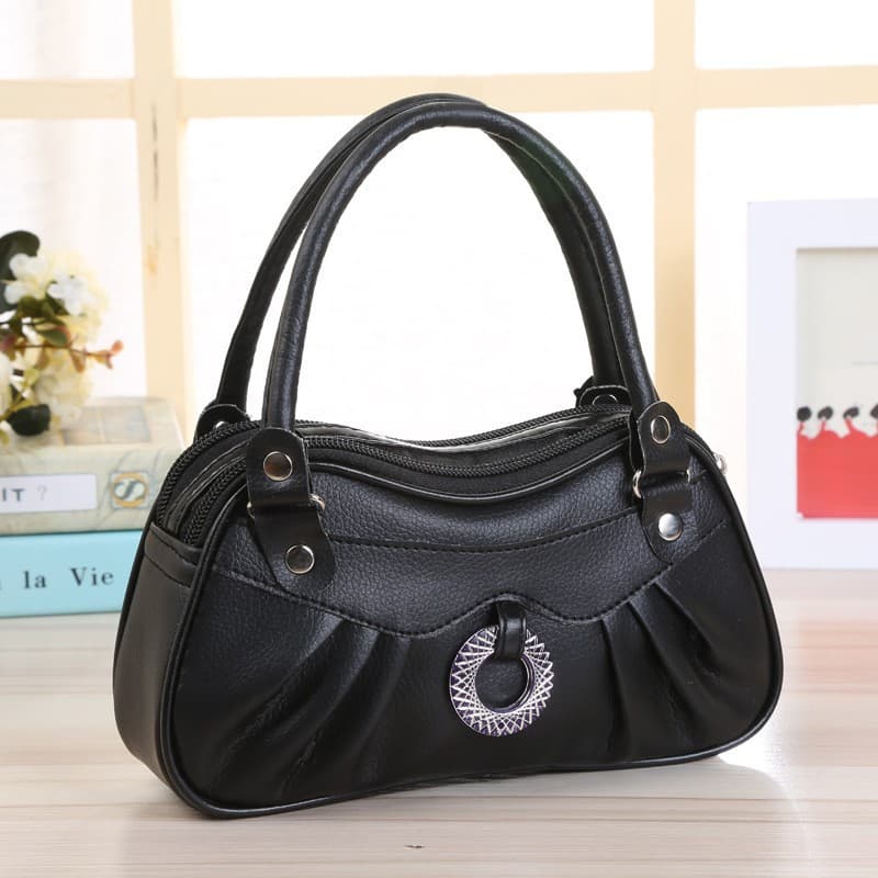2026 New Women's PU Handbag Double Pocket Mom Shopping Bag Leather Bag Coin Phone Zipper Small Bag