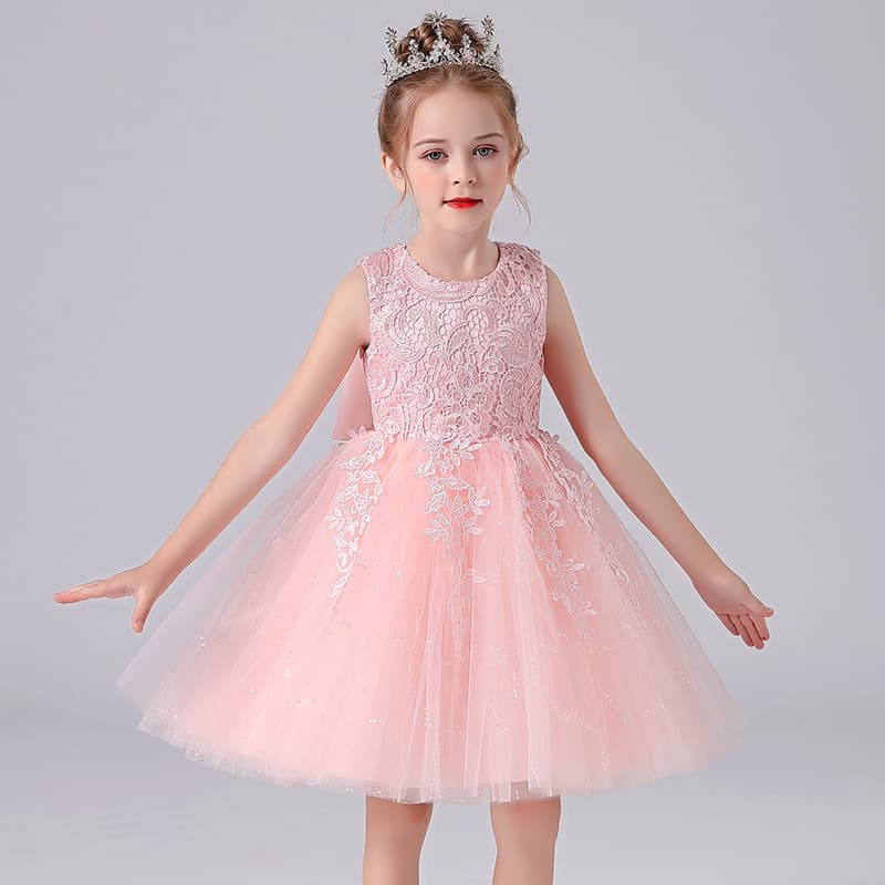 Kids Princess Dress Tutu Tulle Skirt for Girls Toddler Summer Performance Vest Dress for Kindergarten