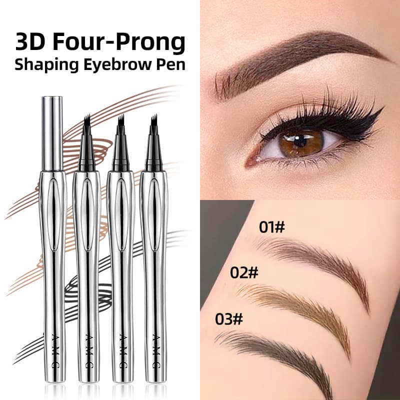 Cross-border exclusive bestseller AMG four-prong shaping eyebrow pencil: waterproof, natural, thick, and smudge-proof