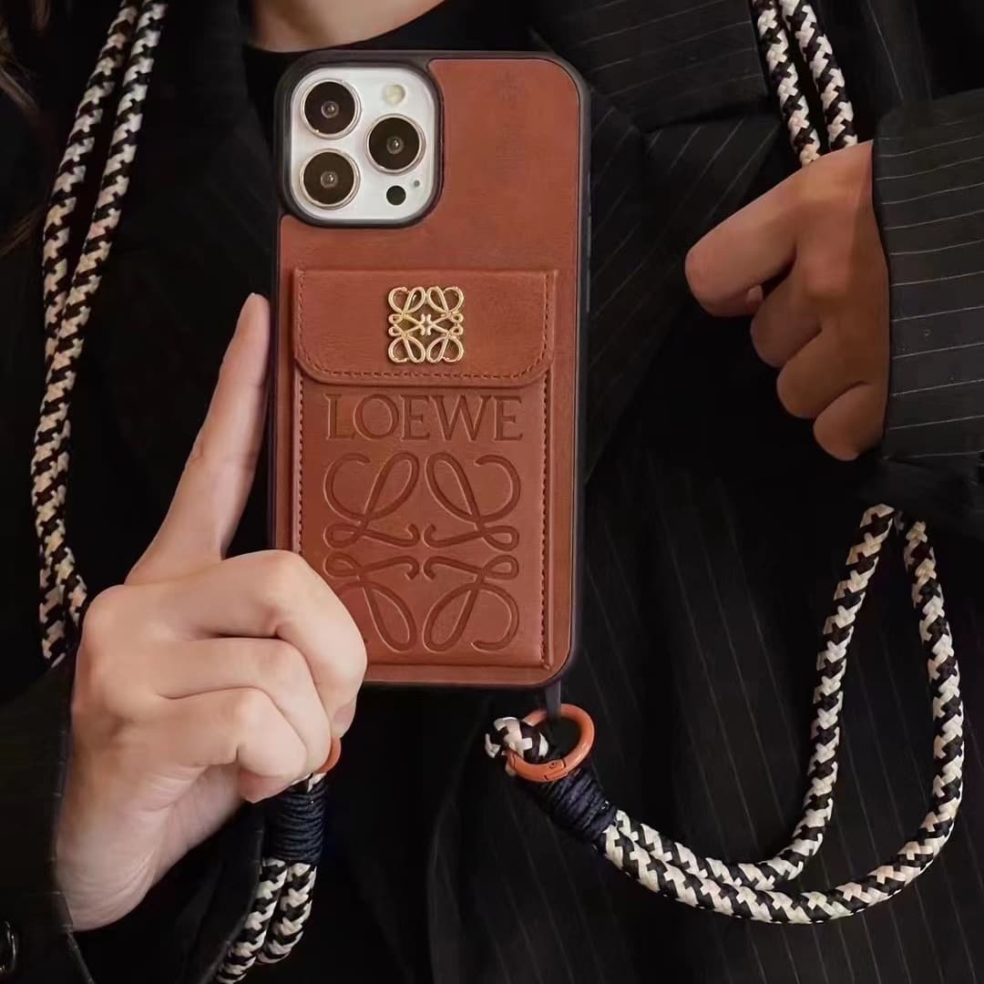 Brand Card Slot Apple iPhone 16 Pro Max Phone Case Crossbody 15/14/13/12/11 Leather Case Full Coverage Soft Case