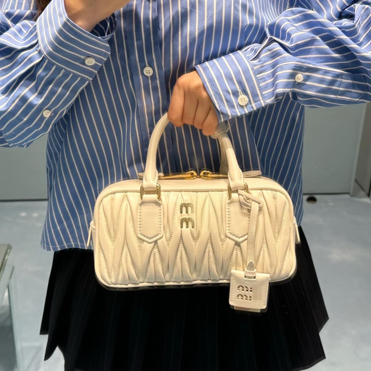 Miu Miu Hobo Bag Tote Shoulder Bag Pleated Cloud Bag Luxury Designer High-Quality Women's Bag Summer