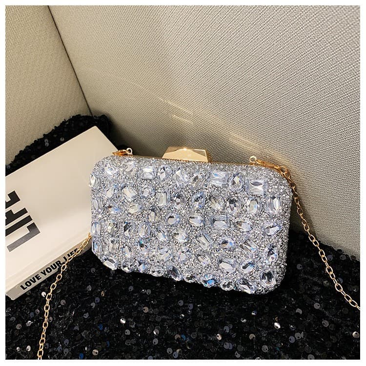 New Cross-Border Full Rhinestone Sparkle Clutch Bag Evening Bag Wedding Banquet Bag Party Bag Small Square Bag Women's Bag