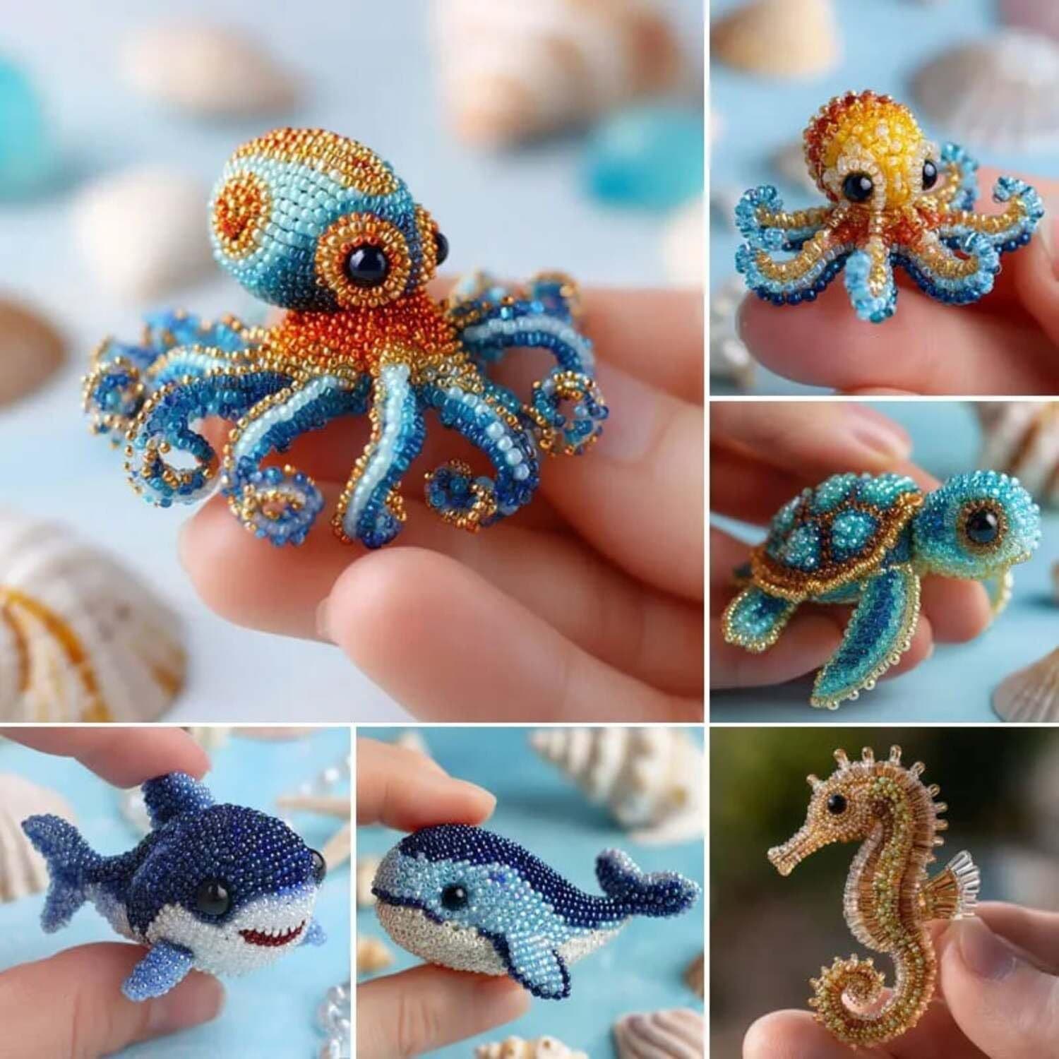 New Cross-Border Product Octopus Bead Embroidery Kit DIY Beaded Animal Craft Set