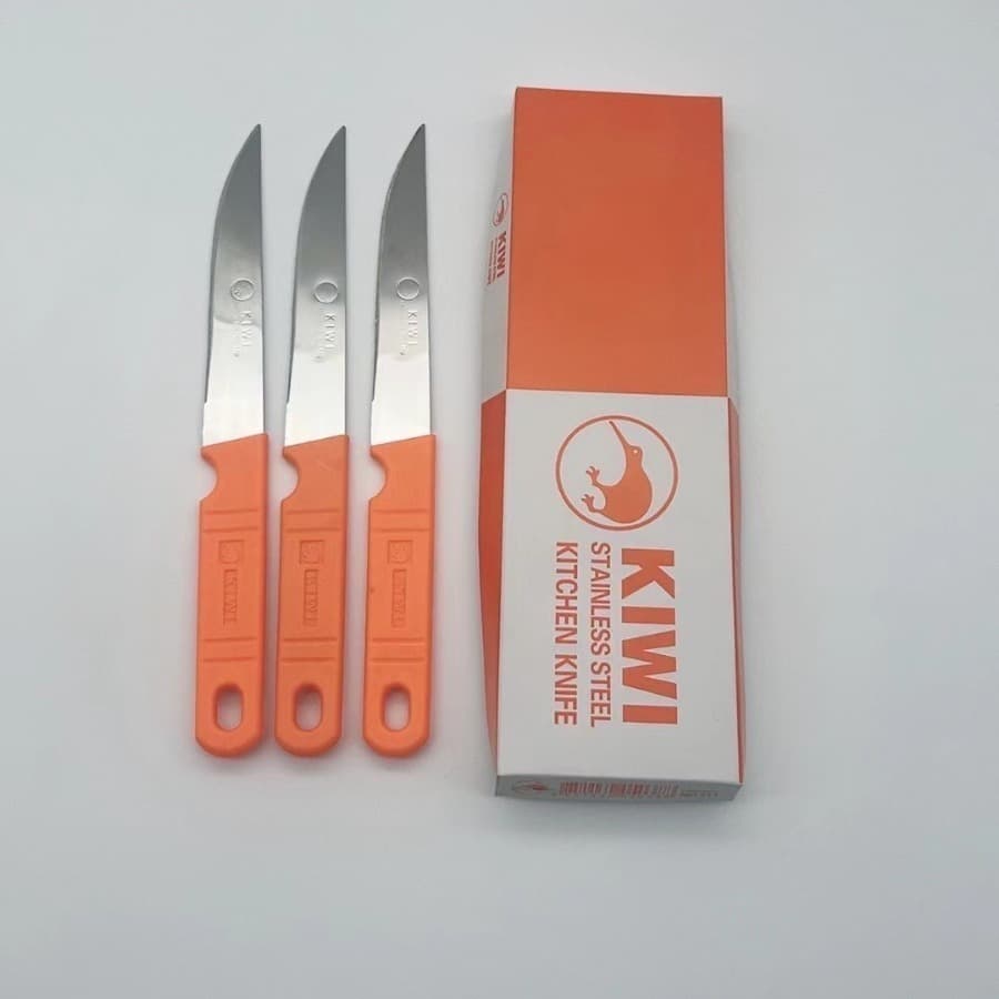 511kiwi Orange Plastic Handle Fruit Knife, Utility Knife for Home Kitchen Stainless Steel Fruit and Vegetable Peeler