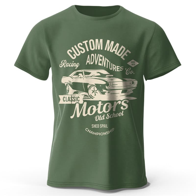 Ouma Cross-Border [European Cotton T-shirt] Men's Car Printed T-Shirt 100% Cotton Oversized Retro Old School Graphics