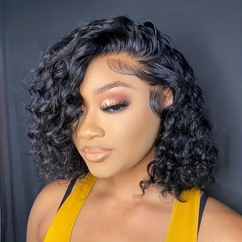 Amazon European and American Fashion Small Curly Front Lace Wig, Hot Selling for Foreign Trade in Africa, Small Curly Steel Roll Wig