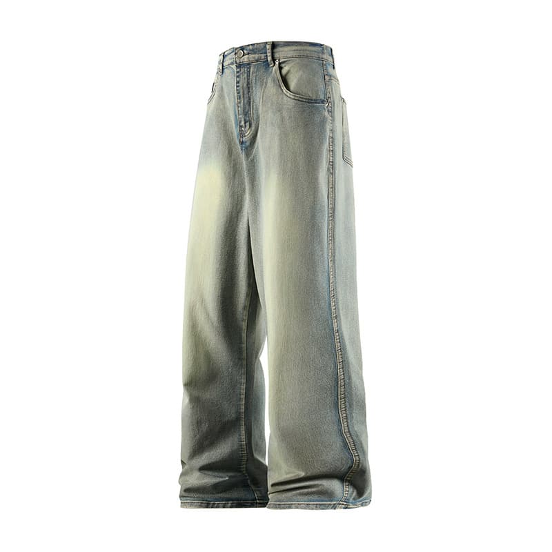 New Spring/Fall Men's Straight-Leg Loose Casual Jeans, Trendy American-Style Slight Flare