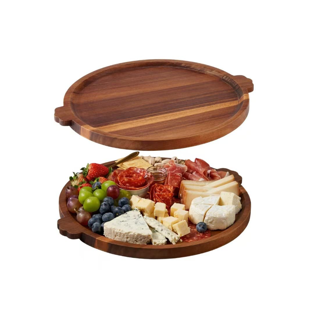 Wooden Serving Tray for Fruits, Snacks, Desserts, Afternoon Tea, Home Charcuterie Board for Pizza and Steak