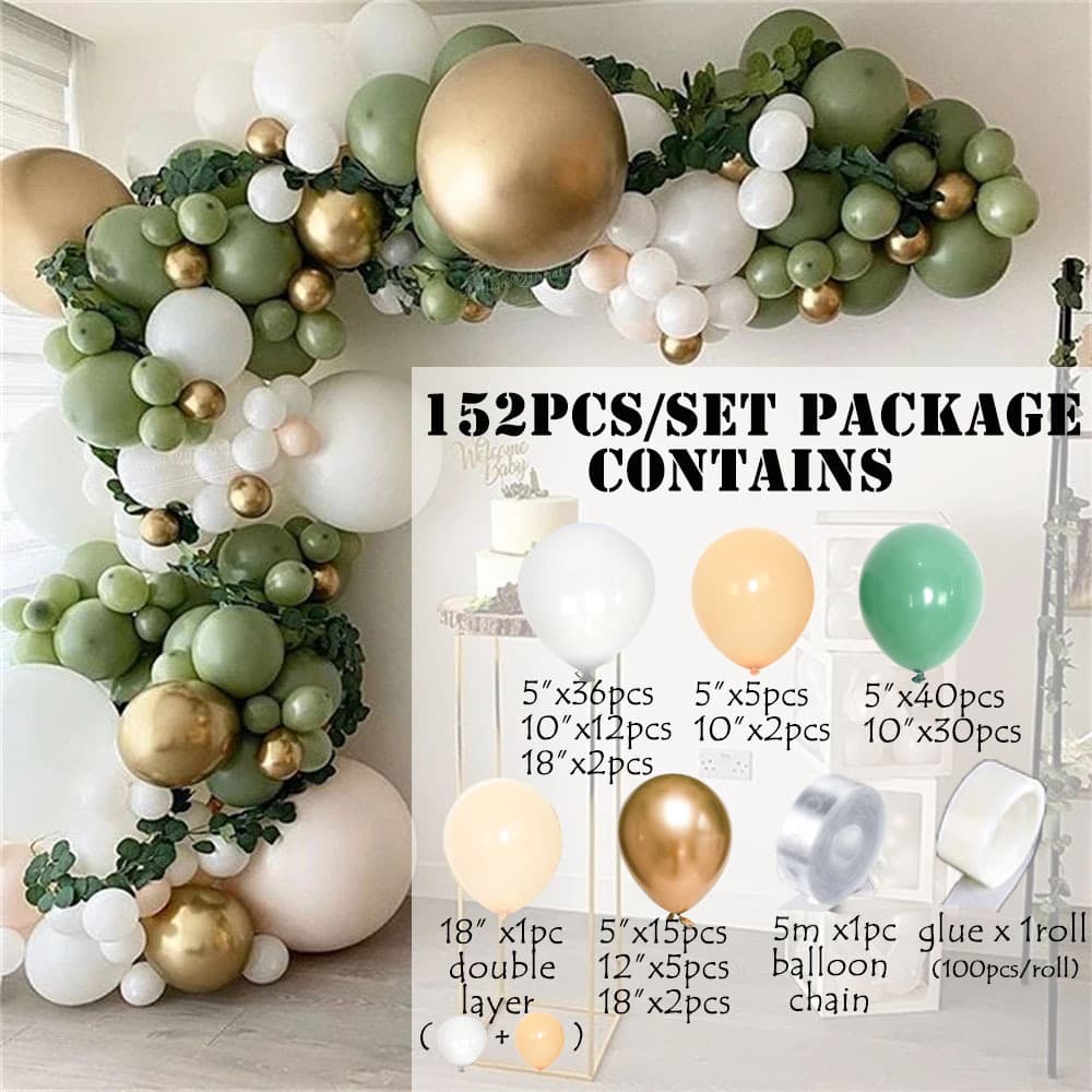 Cross-border AliExpress Avocado Color Balloon Chain Arch arch balloon Retro Color Wedding Decoration Wholesale