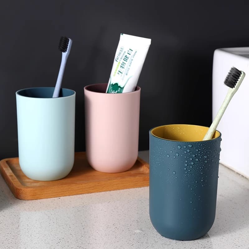 Modern Minimalist Two-Tone Mouthwash Cup Creative Household Water Cup Simple Home Toothbrush Cup Thickened Solid Color Wash Cup
