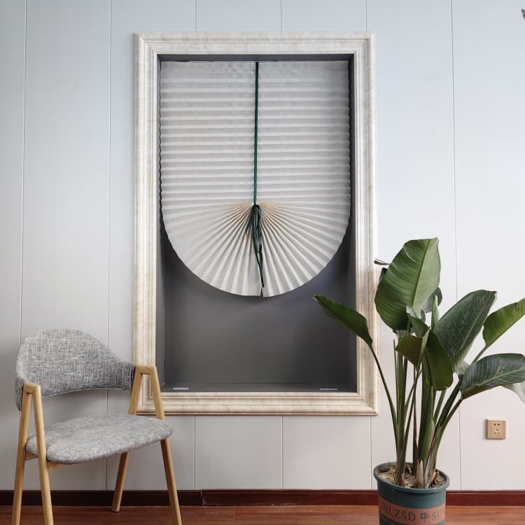 Ribbon Style Pleated Shade Semi-Blackout Sunscreen Waterproof Bathroom Office PP Non-Woven Curtain