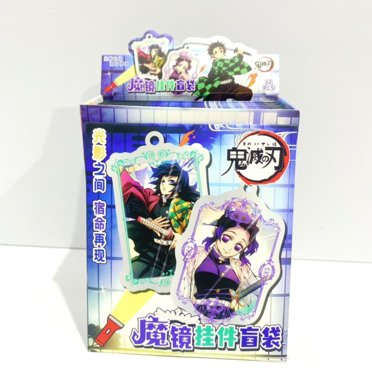 Demon Slayer Badge Blind Bag Magic Mirror Pendant Anime Double Flash Badge Creative Tinplate Merchandise Collectible Gift