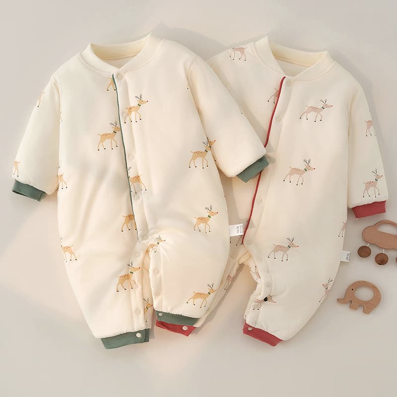 Baby Winter Thickened Cotton Romper, Newborn Baby Bodysuit, Long-Sleeved Sleepwear