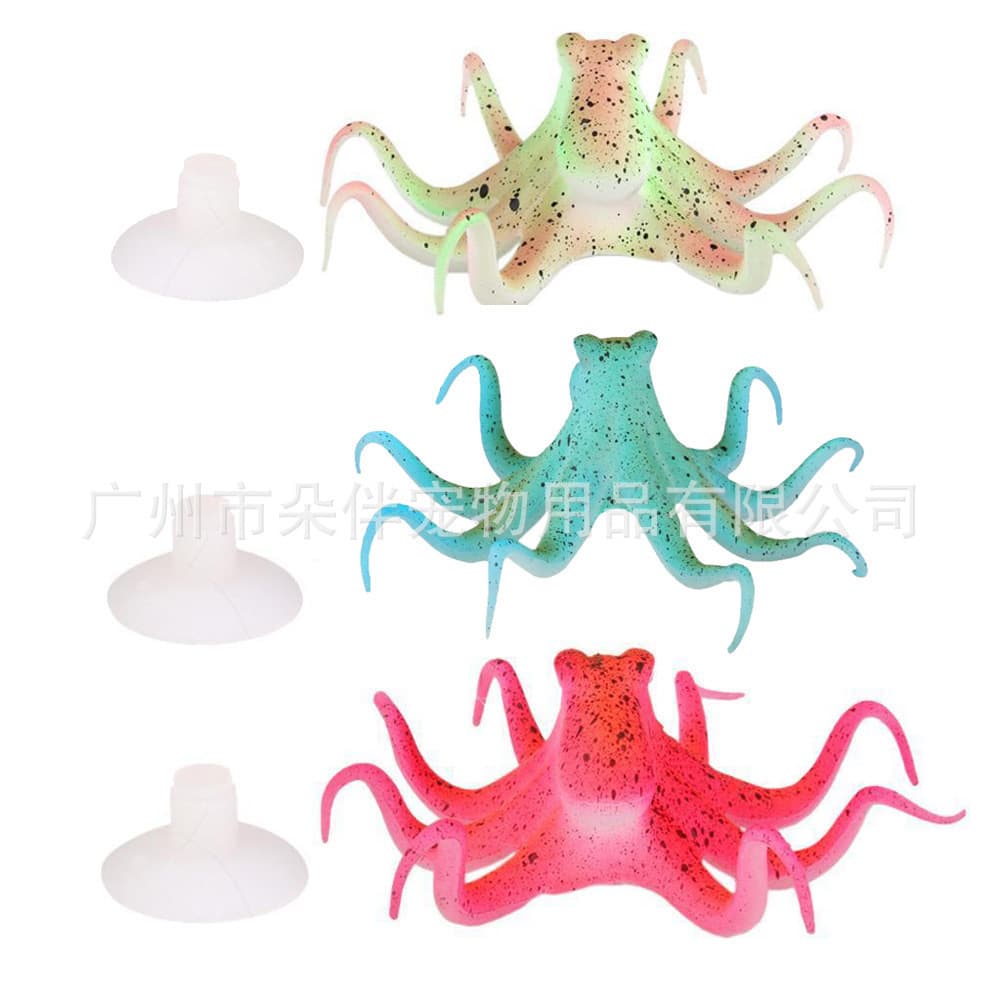Aquarium Decoration Night Fluorescent Simulation Ocean Octopus Pufferfish Angelfish Squid Aquascaping Ornament