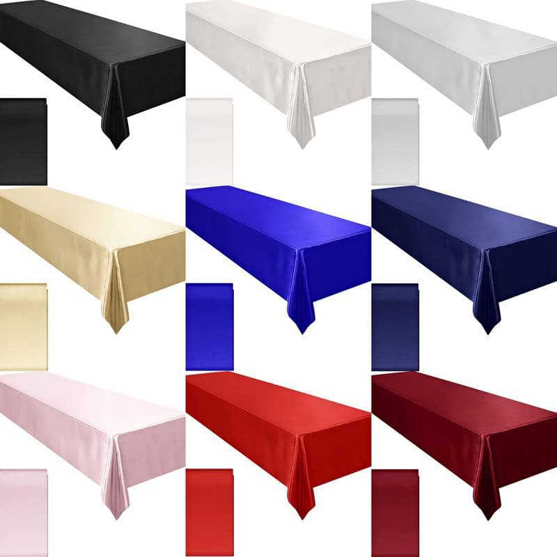 High-density Lock-edge Solid Color Satin Tablecloth For Wedding Restaurant Home Table Decoration