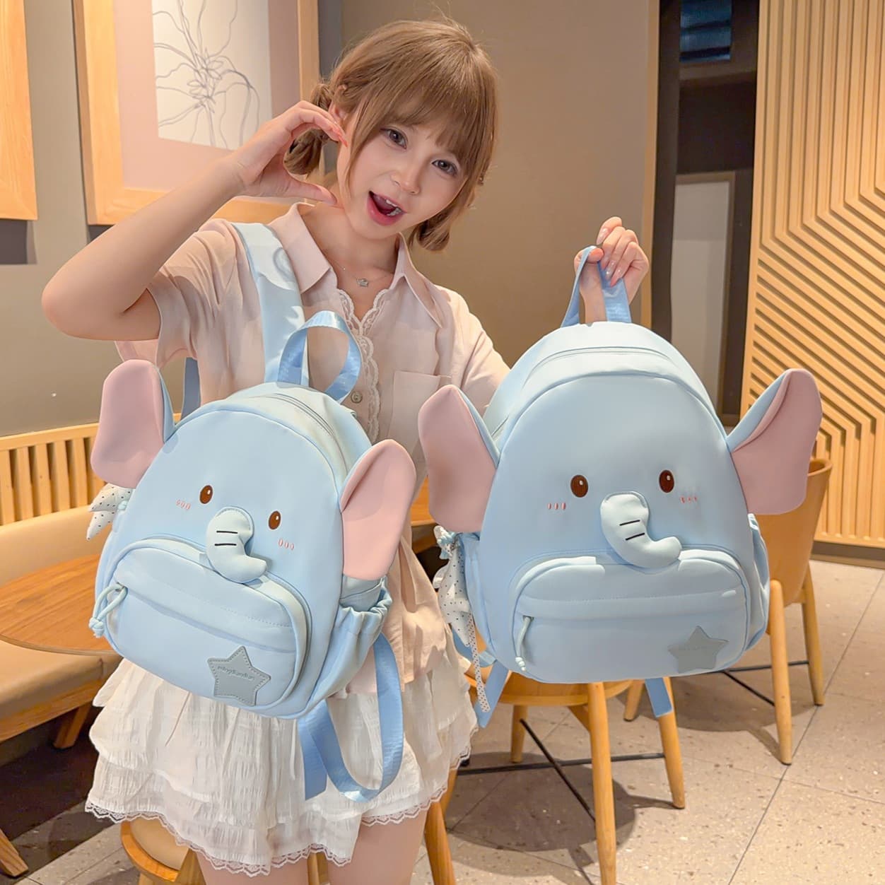 2026 New Elephant Backpack Cute Soft Girl Casual School Bag Cartoon Funny Student Small Backpack