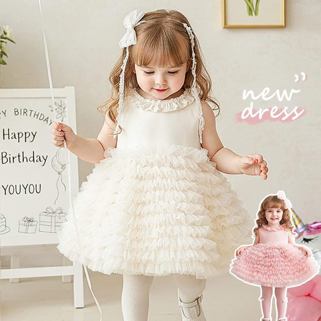 Girls Dress 2026 Summer New Style Baby Girl Sweet Mesh Puff Skirt Advanced Princess Style Dress Skirt