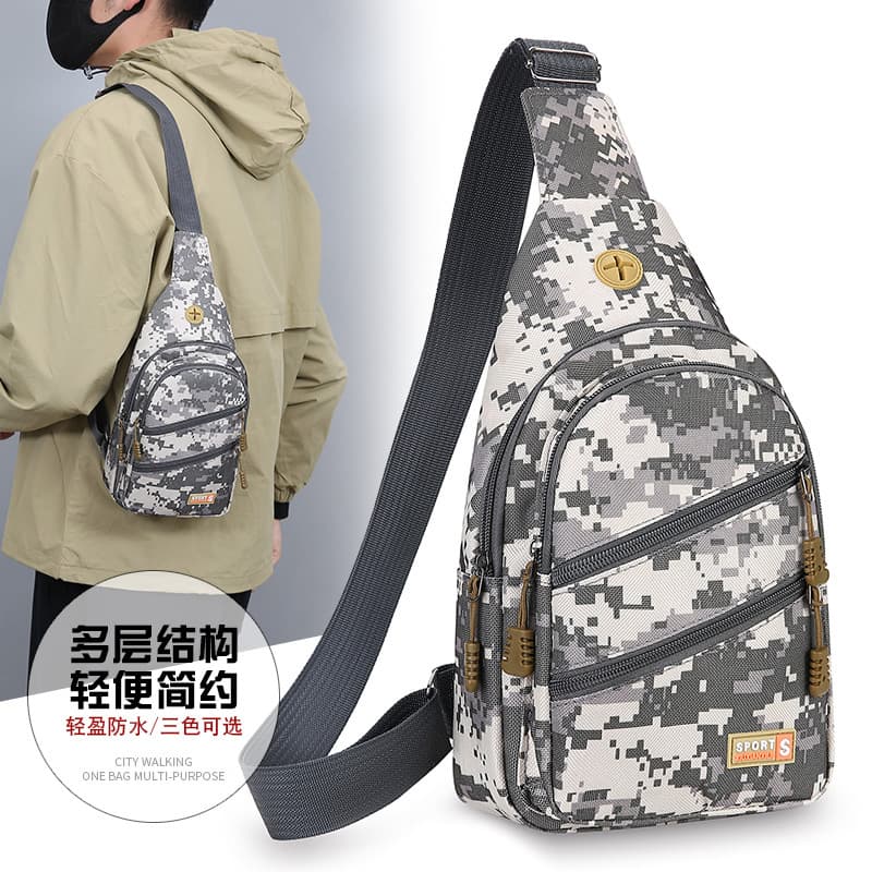 New minimalist men's chest bag, fashionable and trendy shoulder bag, lightweight, large capacity, versatile canvas bag, crossbody bag, wholesale.