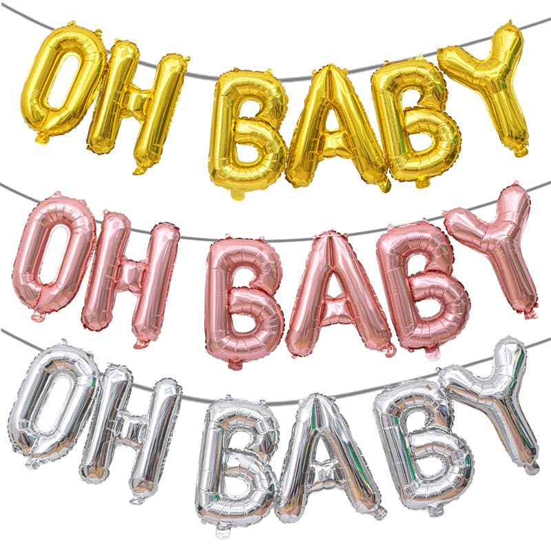 Cross-border OH BABY Aluminum Foil Balloon Baby Birthday Decoration Gender Reveal Set
