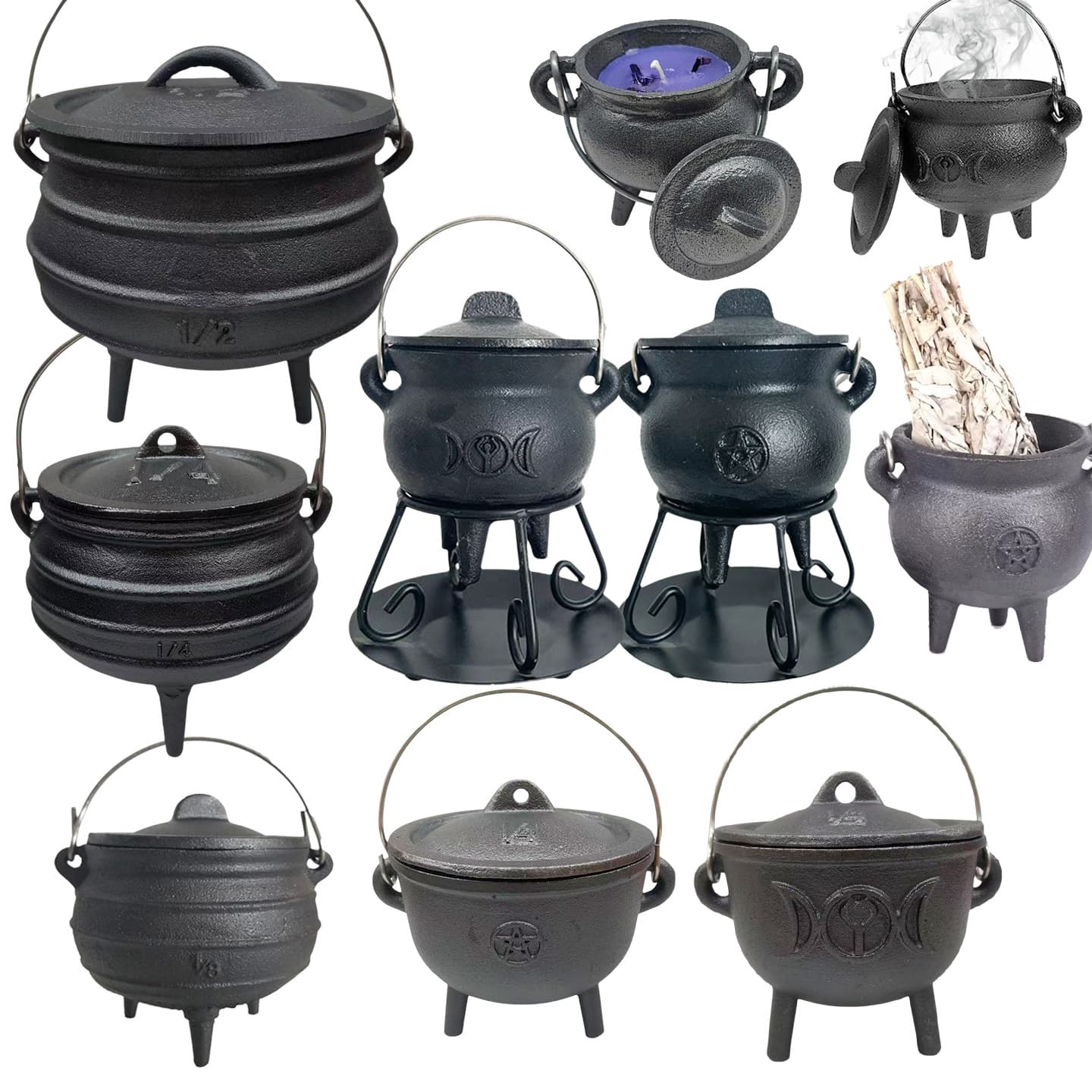 Small Iron Pot, Burning Pot, Five-Star Moon Pot, Five-Pointed Star Style Ironware, Cast Iron Pot, Incense Burner, Incense Burner Vessel