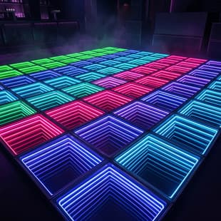 Infinite LED Abyss Floor Light Colorful Glowing 3D Mirror KTV Background Wall Wedding Stage Neon Floor Tile Light