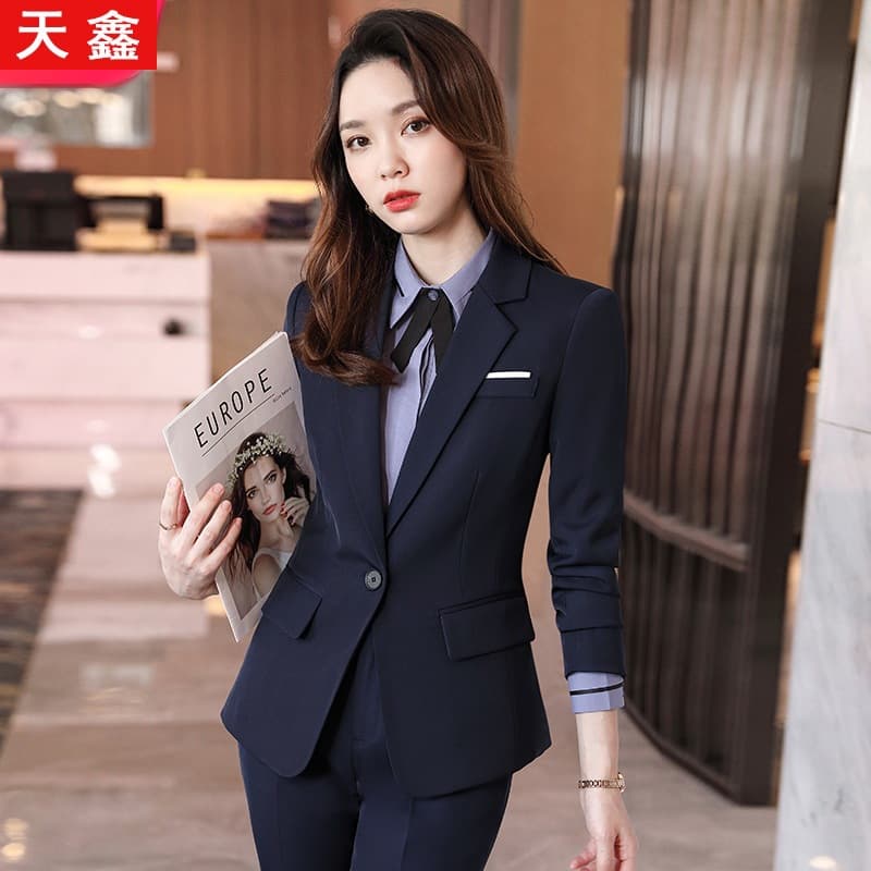 Spring and autumn black suit suit for female workplace college student interview formal professional suit work clothes manufacturer wholesale