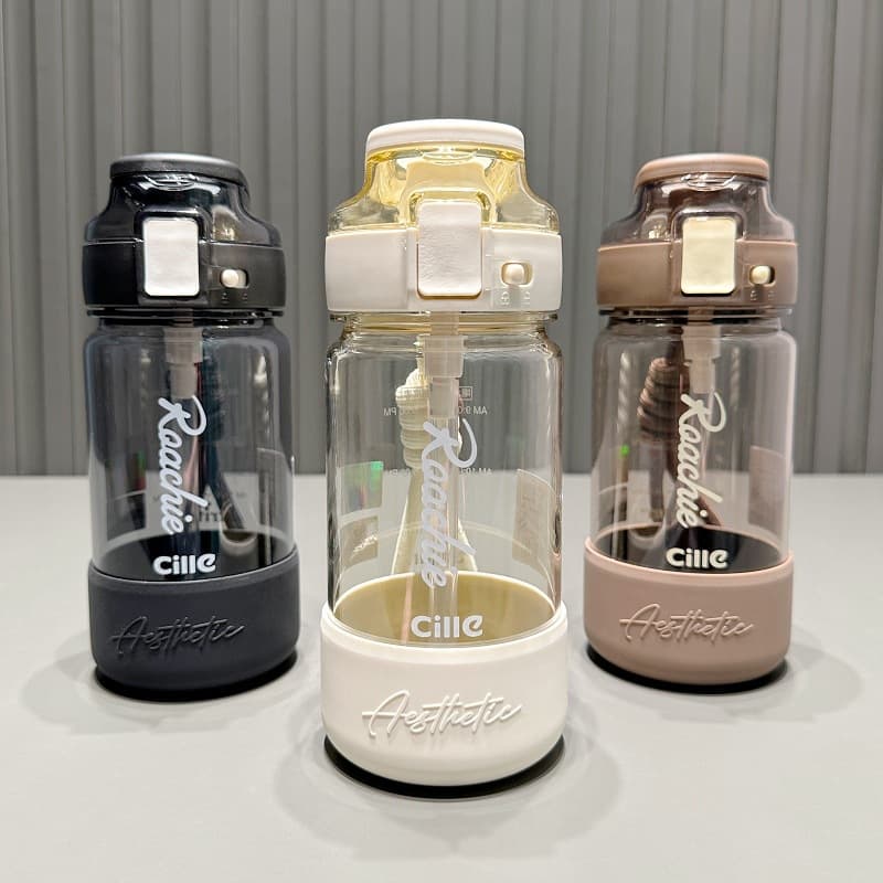 Xi.Le Water Bottle for Men and Women Students Large Capacity Sports Cup Summer Tritan Straw Cup Portable On-the-Go Bottle Flask