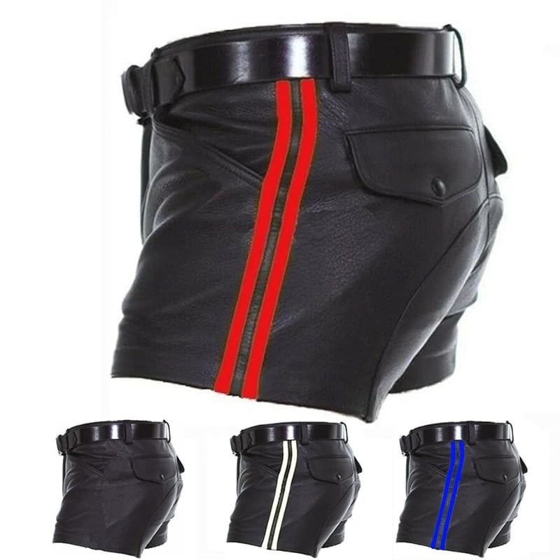 New Hot-Selling Wish Amazon AliExpress Best-Seller European and American Multi-Color PU Stripe Casual Short Leather Pants