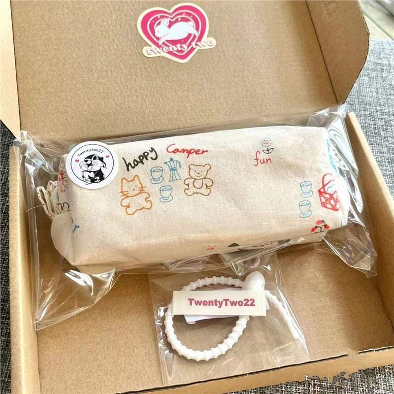 Japanese Retro Pencil Case Japanese Ins Cute Minimalist Print Stationery Large Capacity Creative for Middle High School Student Girls