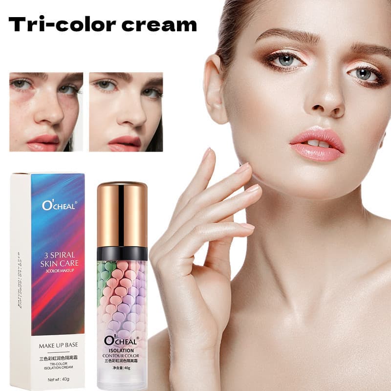 OCHEAL Three-Color Rainbow Primer Brightens Skin Tone, Refreshing, Moisturizing, Natural Makeup Base, Bird Droppings Primer