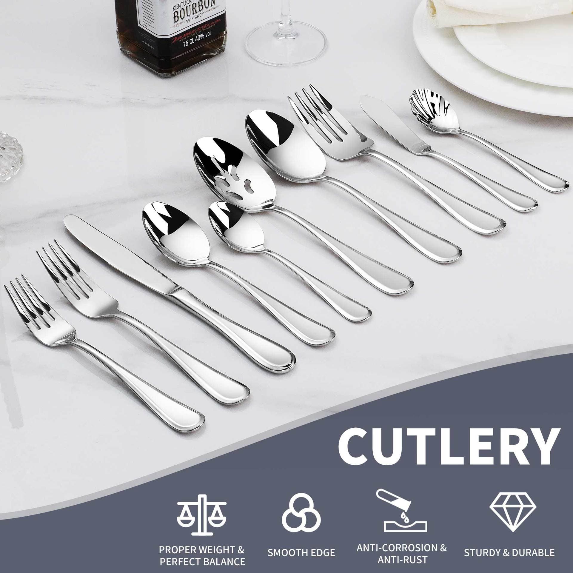 304 Stainless Steel Serving Spoon, Public Spoon, Western Tableware Knife, Fork, and Spoon Set Silverware Set